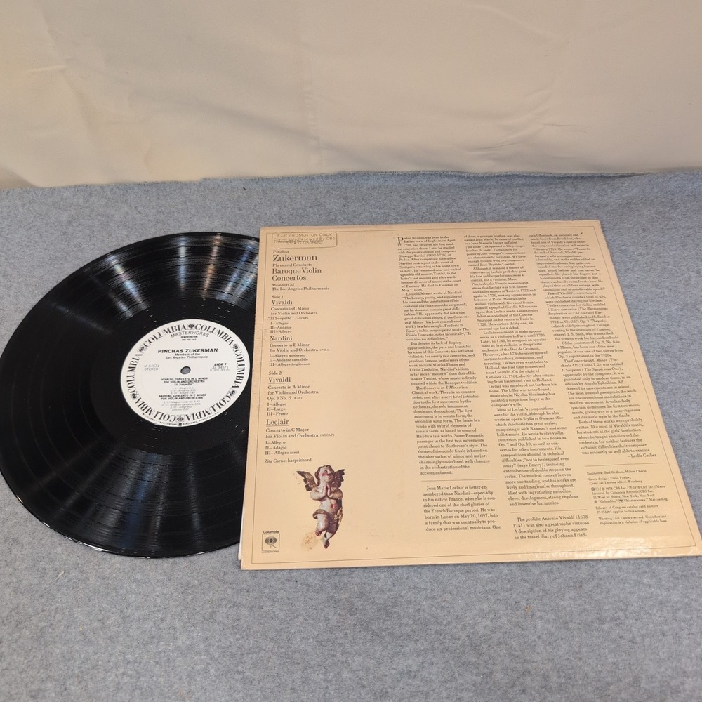 Pinchas Zukerman Baroque Violin Concertos LA Philharmonic Columbia Vinyl M 34571 - Picture 2 of 2